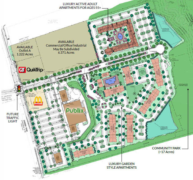 mixed use photo of retail and multifamily map