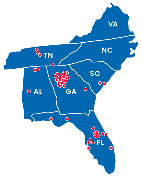 watkins service project map of the southeast